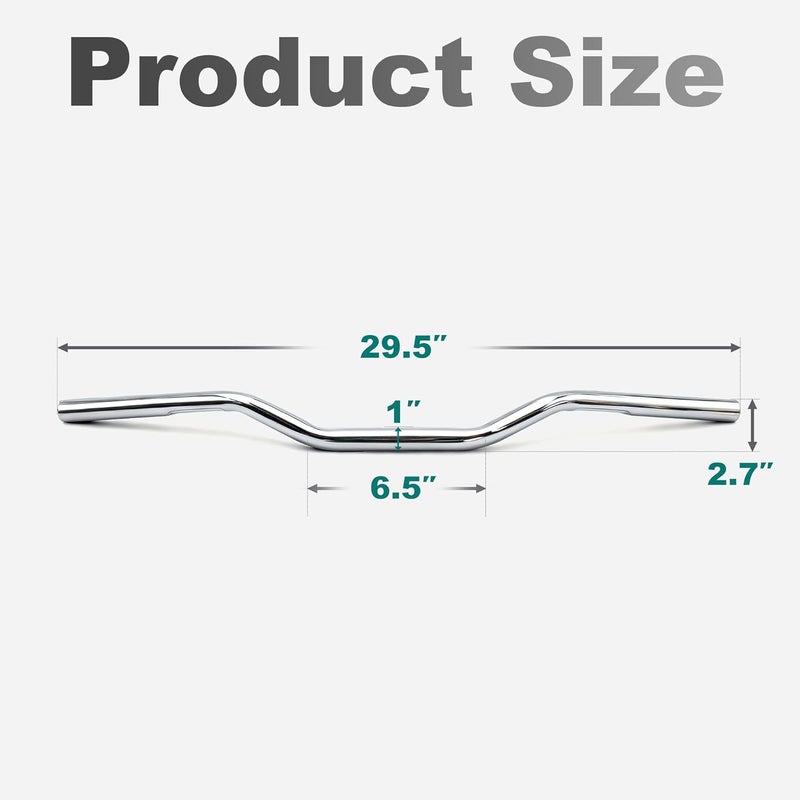 MoKitDora 2.7" Rise 1" Clamp Drag Bars Handlebars for Harley 2010-later XL883L XL1200C XL1200NS XL1200T XL1200V and XL1200XS Models, Chrome - Image 3